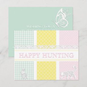 Cat Hunting Easter Bunny Fun Pastel Easter Holiday Card