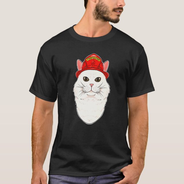 Cat I Fireman Cat I Firefighter Turkish Angora Cat T-Shirt (Front)