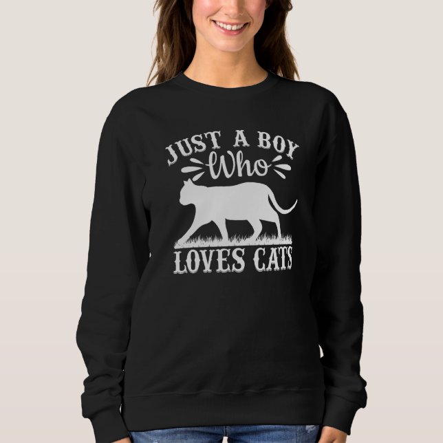Cat I Just A Boy Who Loves Cats Sweatshirt (Front)
