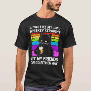 Cat I Like My Whiskey Straight Lgbtq Pride Rainbow T-Shirt