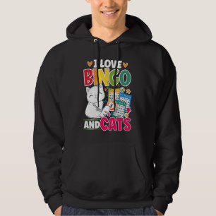 Cat I Love Bingo And Cats Gambling Bingo Player B Hoodie