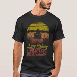 Cat I Love Fishing & Cats Present Bass Catfish Tro T-Shirt