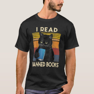 Cat I Read Banned Books Bookworms Reading Book 4 T-Shirt