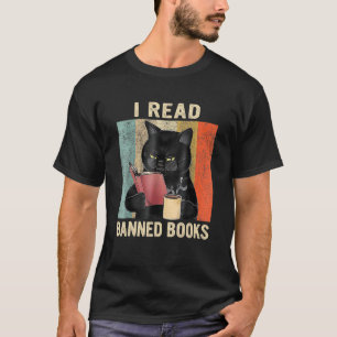 Cat I Read Banned Books Bookworms Reading Book Vin T-Shirt
