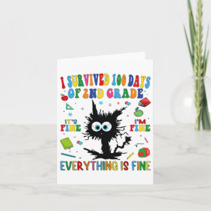 Cat I Survived 100 Days Of Second 2nd Grade Its Fi Card
