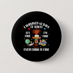 Cat I Survived 67 Days Of School Teachers Students 6 Cm Round Badge