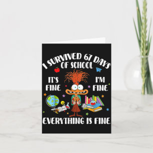 Cat I Survived 67 Days Of School Teachers Students Card