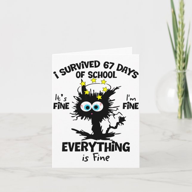 Cat I Survived 67 Days Of School Teachers Students Card (Front)