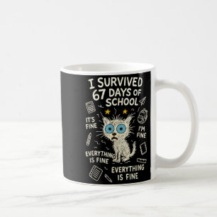Cat I Survived 67 Days Of School Teachers Students Coffee Mug