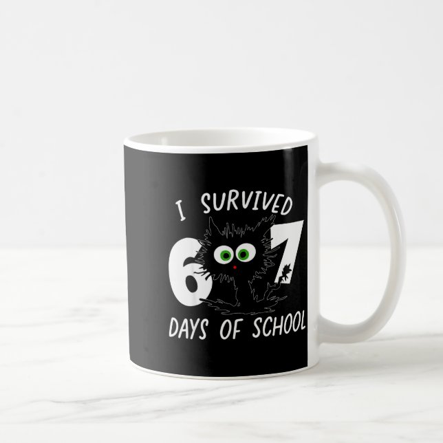 Cat I Survived 67 Days Of School Teachers Students Coffee Mug (Right)