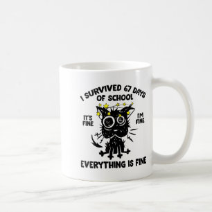 Cat I Survived 67 Days Of School Teachers Students Coffee Mug
