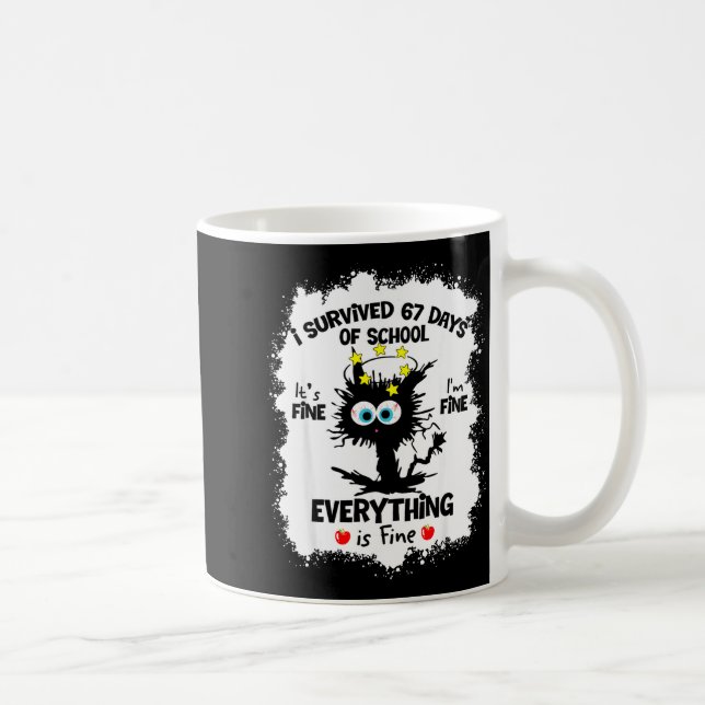 Cat I Survived 67 Days Of School Teachers Students Coffee Mug (Right)