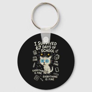 Cat I Survived 67 Days Of School Teachers Students Key Ring