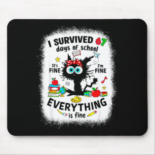 Cat I Survived 67 Days Of School Teachers Students Mouse Pad