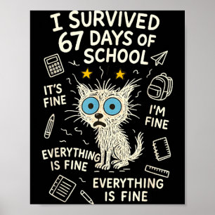 Cat I Survived 67 Days Of School Teachers Students Poster