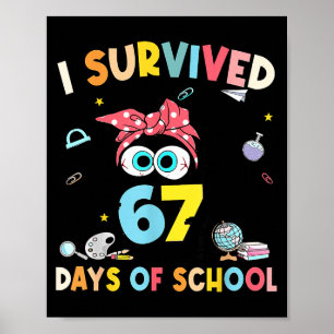 Cat I Survived 67 Days Of School Teachers Students Poster