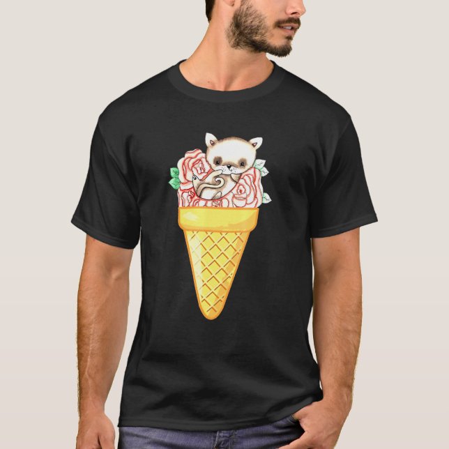 Cat Ice Cream Animal And Ice Cream Collection T-Shirt (Front)