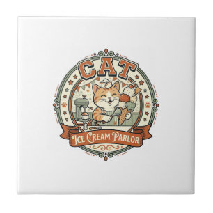 Cat Ice Cream Parlour Cat Ice Cream Parlour Cat Vi Ceramic Tile