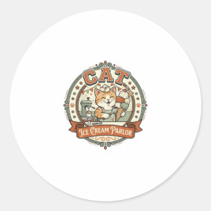 Cat Ice Cream Parlour Cat Ice Cream Parlour Cat Vi Classic Round Sticker