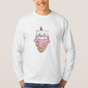 Cat Ice Cream Waffle Unicorn Cute Kitten Funny T-Shirt