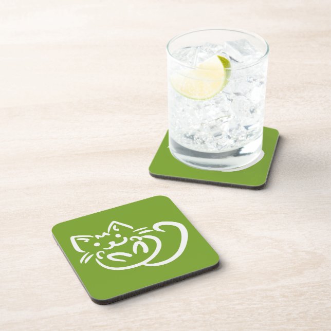 Cat Illustration custom colour coasters (Right Side)