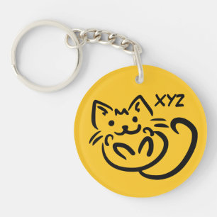 Cat Illustration custom key chain