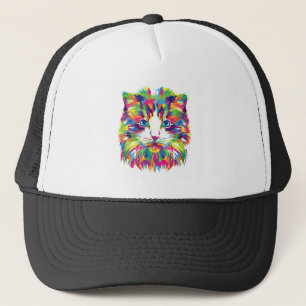 Cat Illustration Kitten Design Trucker Hat