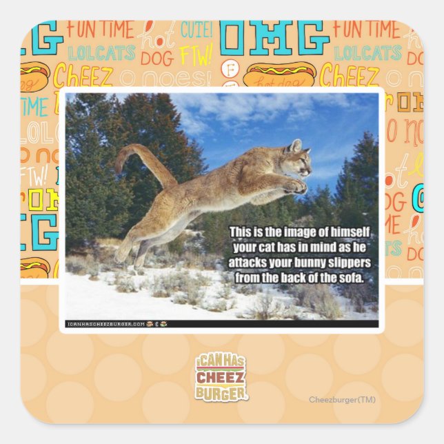 Cat image square sticker (Front)