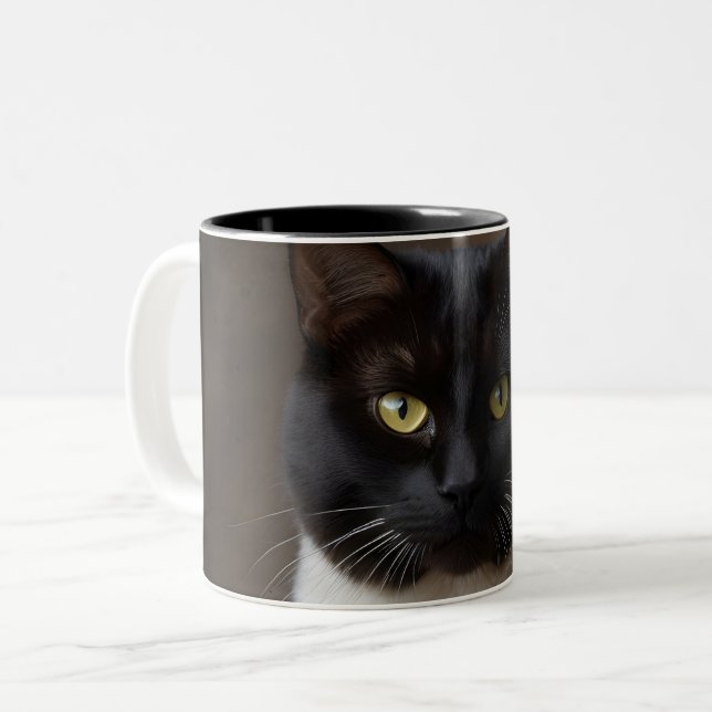 Cat Image  Two-Tone Coffee Mug (Front Left)