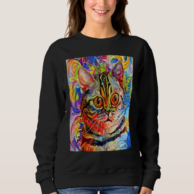 CAT IMPRESSIONIST Kitten Kitty I Am A Cat  Mom Dad Sweatshirt (Front)