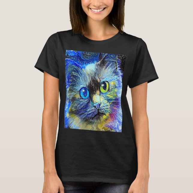 CAT IMPRESSIONIST Kitten Kitty I Am A Cat  Mom Dad T-Shirt (Front)