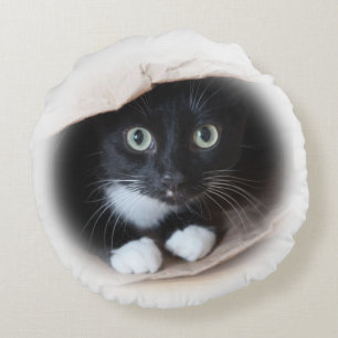 Cat in a bag round cushion