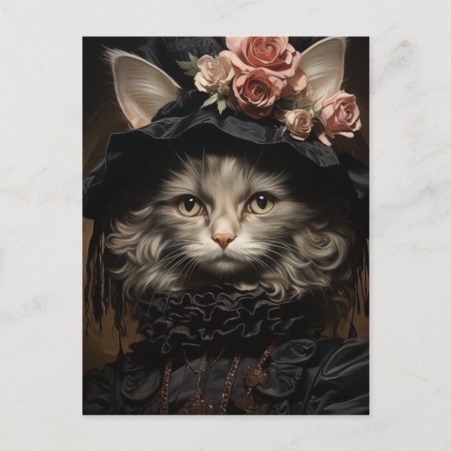 Cat in a Black Dress Postcard (Front)