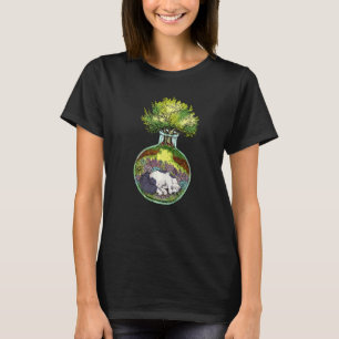 Cat in a Bottle Cute Watercolor Rose Tree Cat T-Shirt