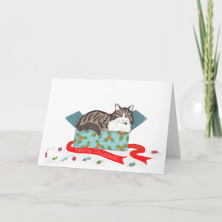 Cat in a box Christmas card