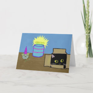 Cat in a Box Party Birthday Card