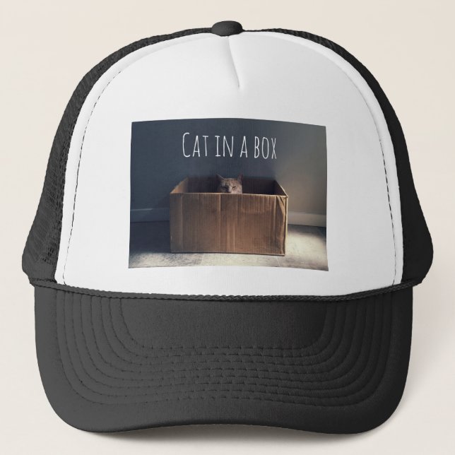 Cat in a box. The Zen cat master. Trucker Hat (Front)