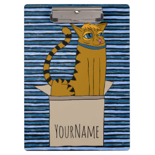 Cat in a Cardboard Box Cartoon Drawing Clipboard