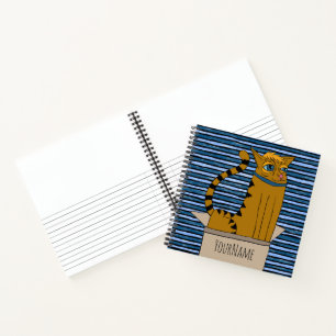 Cat in a Cardboard Box Cartoon Drawing Notebook
