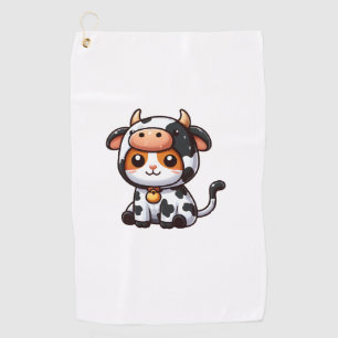 Cat in a Cow Costume  Golf Towel