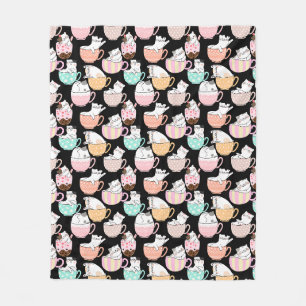 Cat in a cup pattern design 01 w fleece blanket