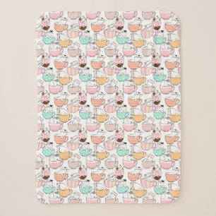 Cat in a cup pattern design 01 w sherpa blanket