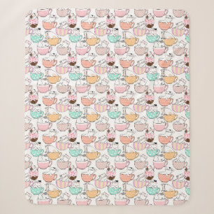 Cat in a cup pattern design 01 w sherpa blanket