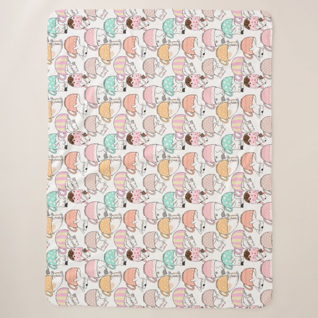 Cat in a cup pattern design 01 w sherpa blanket (Front)