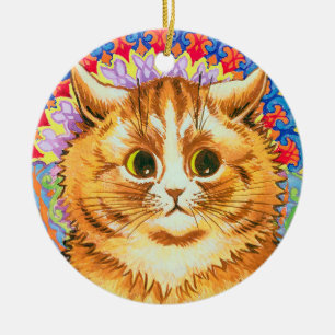 Cat in a Decorative Pattern, Louis Wain Ceramic Ornament