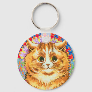 Cat in a Decorative Pattern, Louis Wain Key Ring