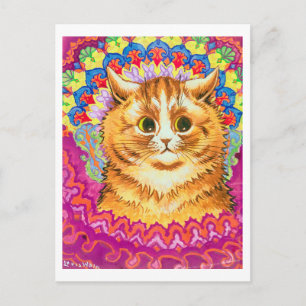 Cat in a Decorative Pattern, Louis Wain Postcard