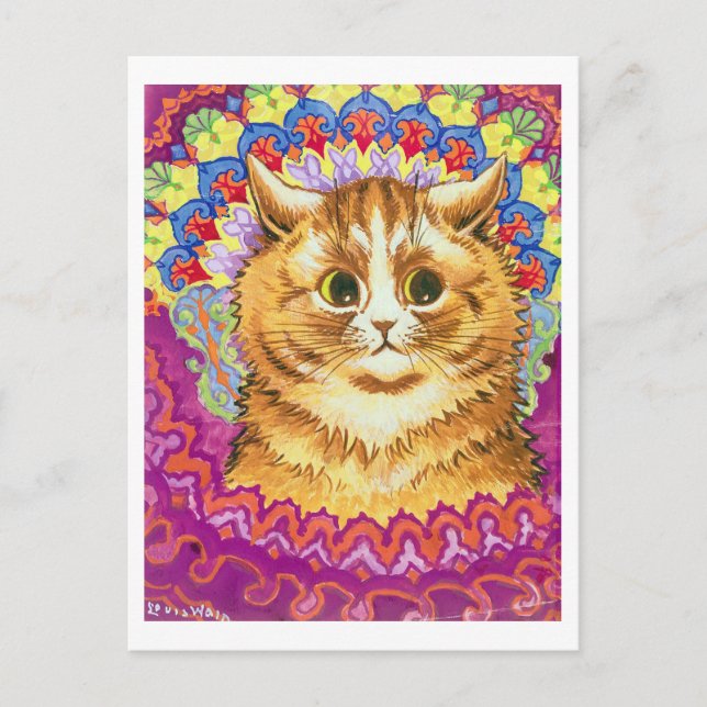 Cat in a Decorative Pattern, Louis Wain Postcard (Front)