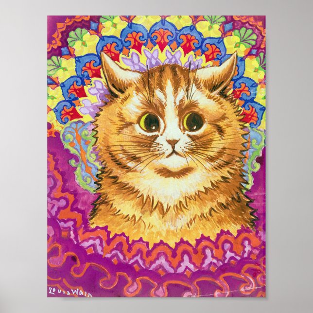Cat in a Decorative Pattern, Louis Wain Poster (Front)