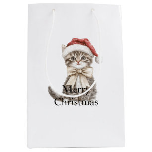 Cat in a hat Christmas Medium Gift Bag